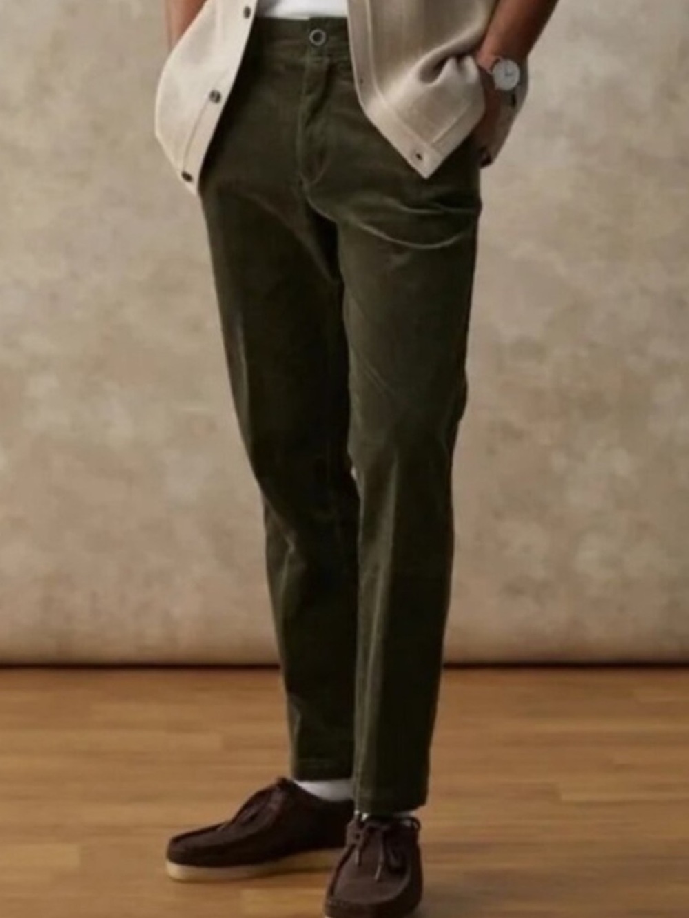 I Love Ugly Corduroy Slim Kobe Men’s Cropped Pant In Dark Olive